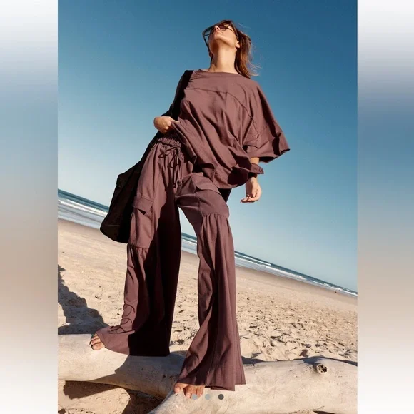 Free People Chocolate Brown Wide Leg Jumpsuit - Picture 3 of 11